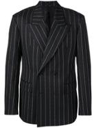 Versace Double Breasted Striped Blazer - Black