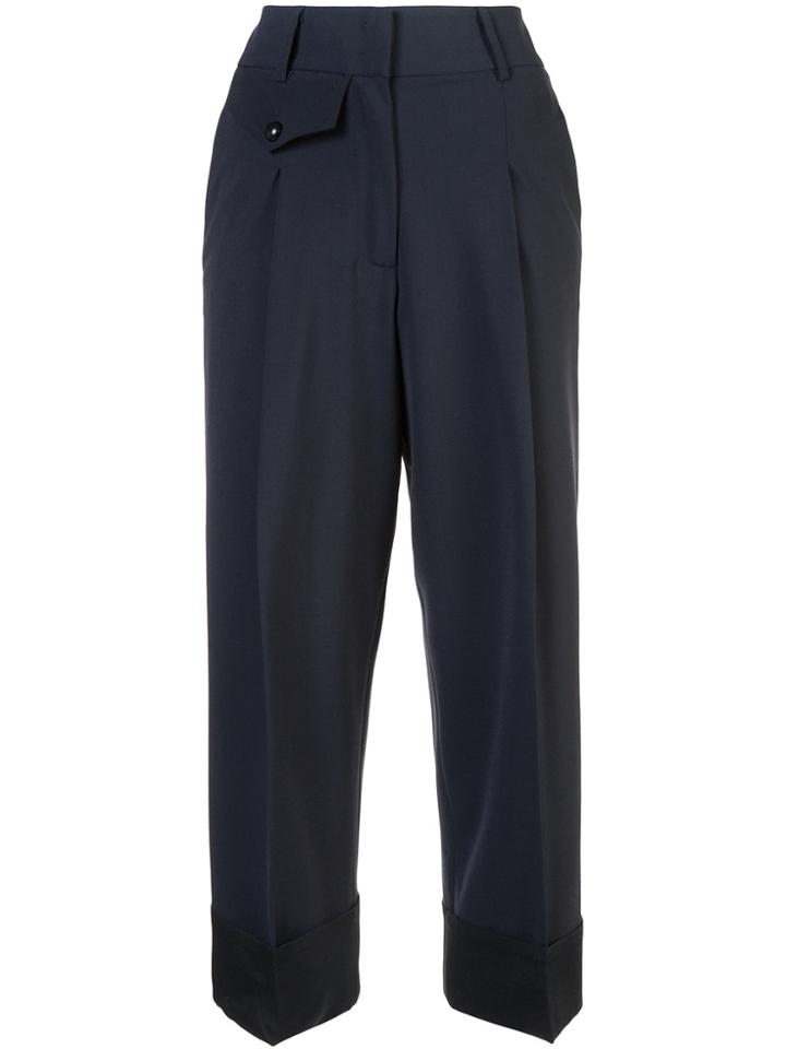 Maison Flaneur Cropped Tailored Trousers - Blue