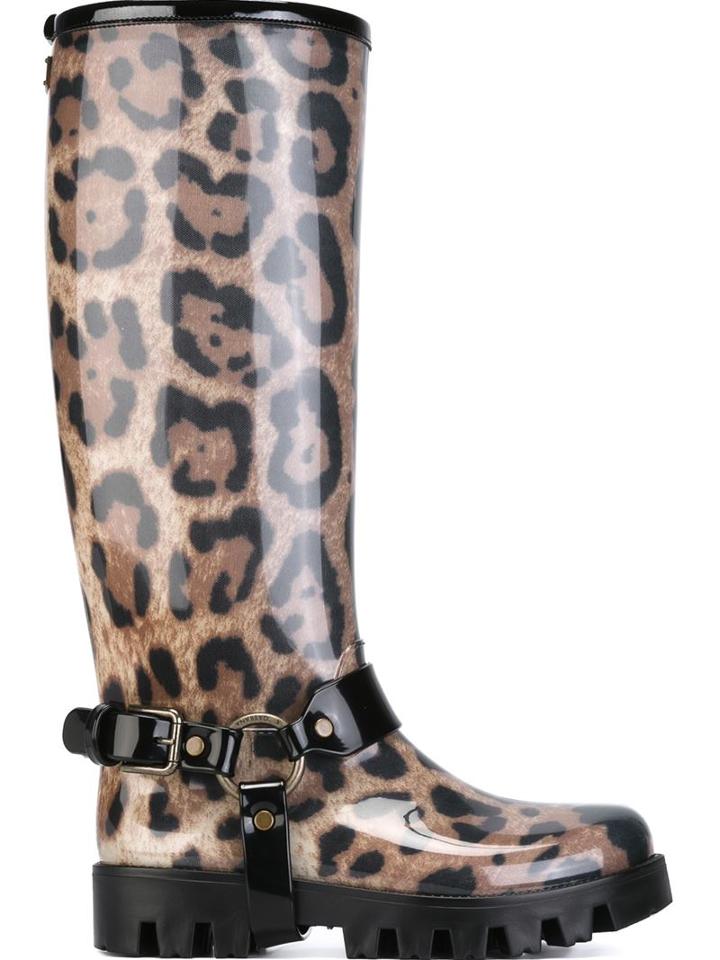 Dolce & Gabbana Leopard Print Rain Boots