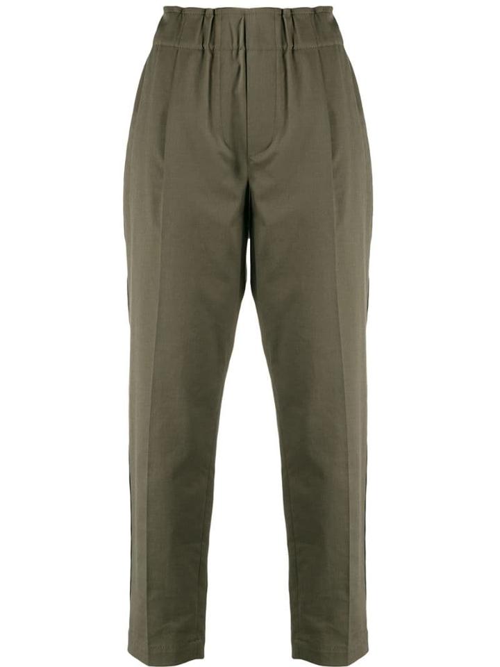 Brunello Cucinelli Cropped High Waisted Trousers - Green