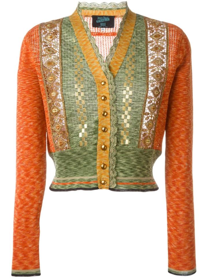 Jean Paul Gaultier Vintage Lace Panel Cardigan - Yellow & Orange