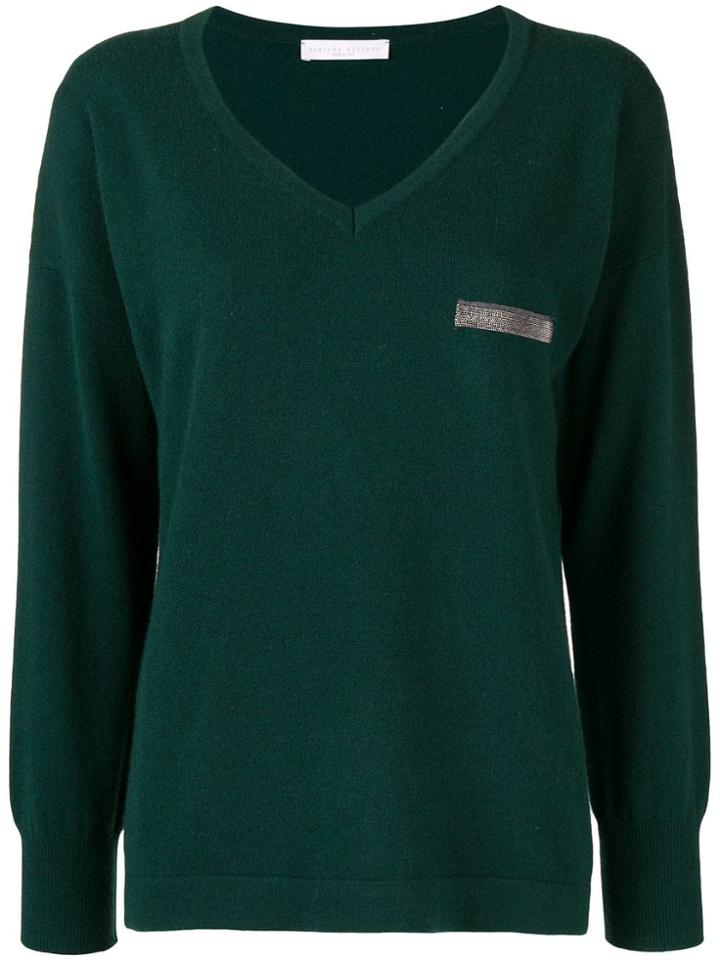 Fabiana Filippi Contrast-patch Fitted Sweater - Green