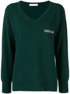 Fabiana Filippi Contrast-patch Fitted Sweater - Green
