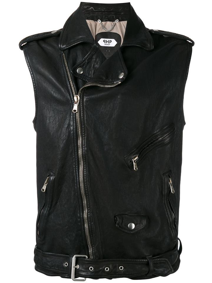 Pihakapi Sleeveless Biker Jacket, Men's, Size: Large, Black, Lamb Skin/cotton/polyamide