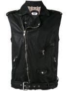 Pihakapi Sleeveless Biker Jacket, Men's, Size: Large, Black, Lamb Skin/cotton/polyamide