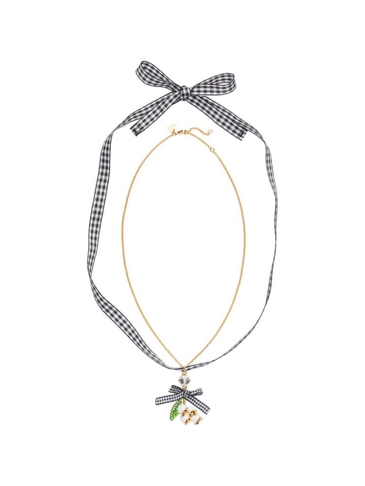 Miu Miu Necklace With Floral Pendant - Gold