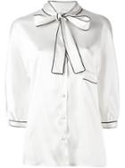 Dolce & Gabbana Pussy Bow Blouse, Women's, Size: 48, White, Silk/spandex/elastane