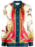 Gucci Flying Duck Print Silk Shirt - White