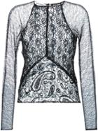 Bianca Spender Paneled Lace Long Sleeve Top
