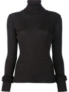 Marios 'shimmery' Ribbed Turtleneck Pullover, Women's, Size: Medium, Black, Nylon/polyester/acetate