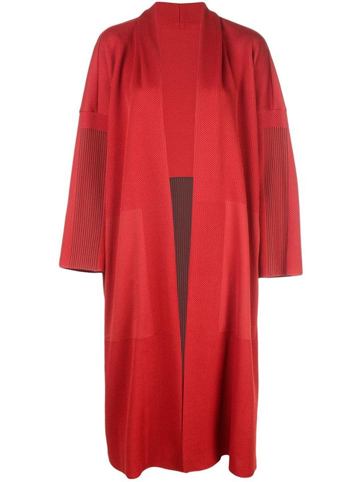 Pleats Please By Issey Miyake Pocket Knit Coat - Red