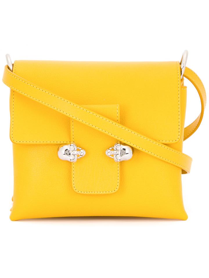 Alexander Mcqueen Skull Lock Satchel, Women's, Yellow/orange, Leather