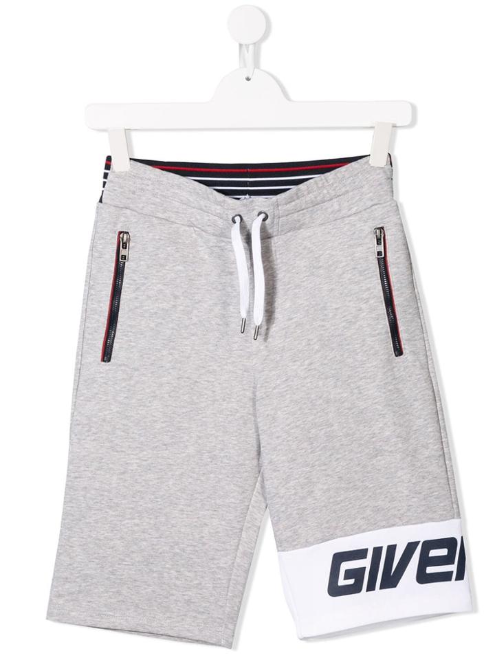 Givenchy Kids Logo Panelled Jogging Shorts - Grey