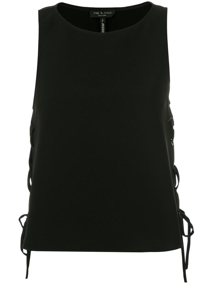 Rag & Bone - Lace-up Laterals Cropped Tank - Women - Polyester/triacetate - S, Black, Polyester/triacetate