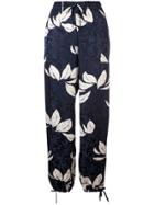 Warm Floral Pattern Track Trousers - Blue