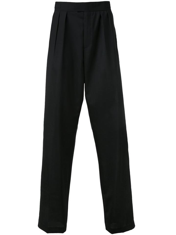 Raf Simons Wide-legged Pleated Trousers, Men's, Size: 46, Black, Virgin Wool