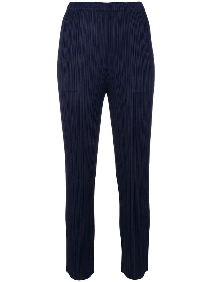 Pleats Please By Issey Miyake High Waisted Pleated Trousers - Blue