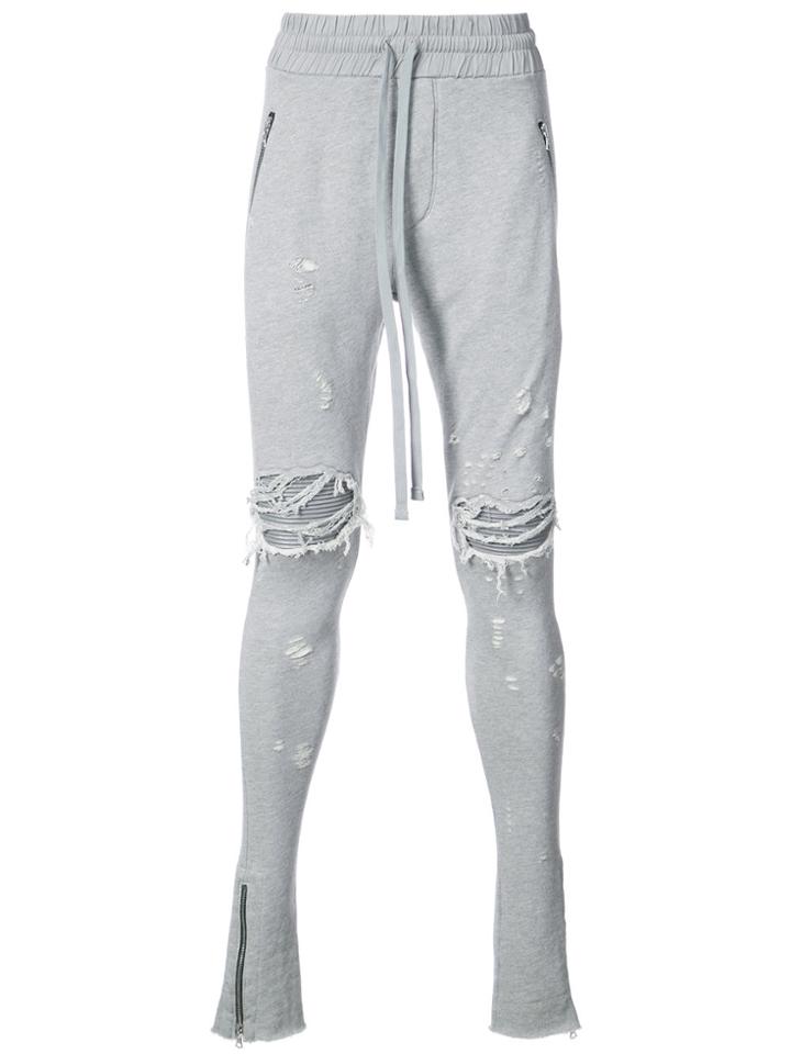 Amiri Ripped Skinny Track Pants - Grey