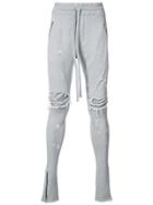 Amiri Ripped Skinny Track Pants - Grey