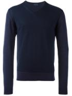 Lanvin V-neck Jumper, Men's, Size: Medium, Blue, Silk/cotton/nylon/alpaca