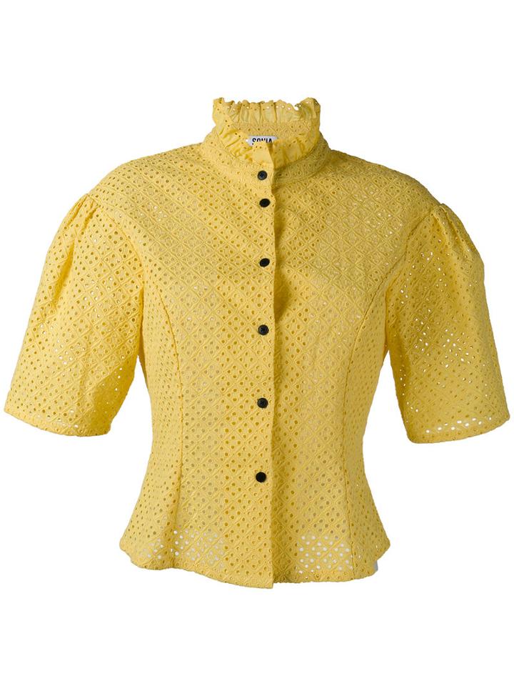 Sonia By Sonia Rykiel - Short Sleeve Poplin Blouse - Women - Cotton - 36, Yellow/orange, Cotton