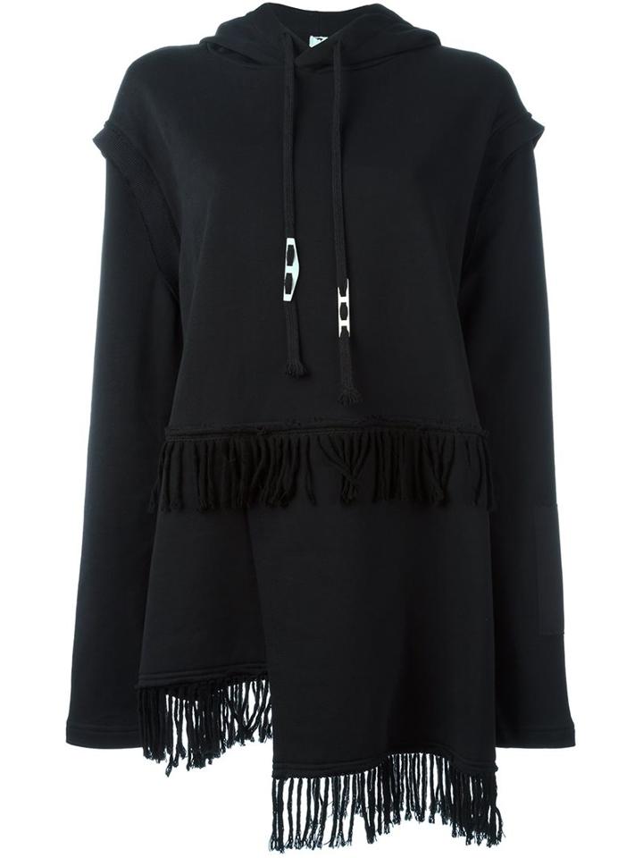 Damir Doma Fringed Drawstring Hoodie, Women's, Size: Medium, Black, Cotton