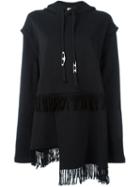Damir Doma Fringed Drawstring Hoodie, Women's, Size: Medium, Black, Cotton