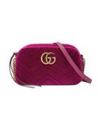 Gucci Gg Marmont Velvet Small Shoulder Bag - Pink