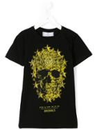 Philipp Plein Kids - Skull Print T-shirt - Kids - Cotton/crystal - 12 Yrs, Boy's, Black
