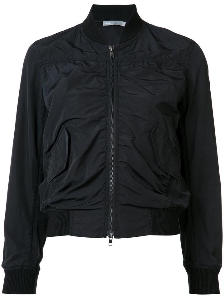 Vince Zip Up Bomber Jacket, Women's, Size: Large, Black, Cotton/polyamide/acrylic/wool