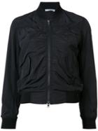 Vince Zip Up Bomber Jacket, Women's, Size: Large, Black, Cotton/polyamide/acrylic/wool
