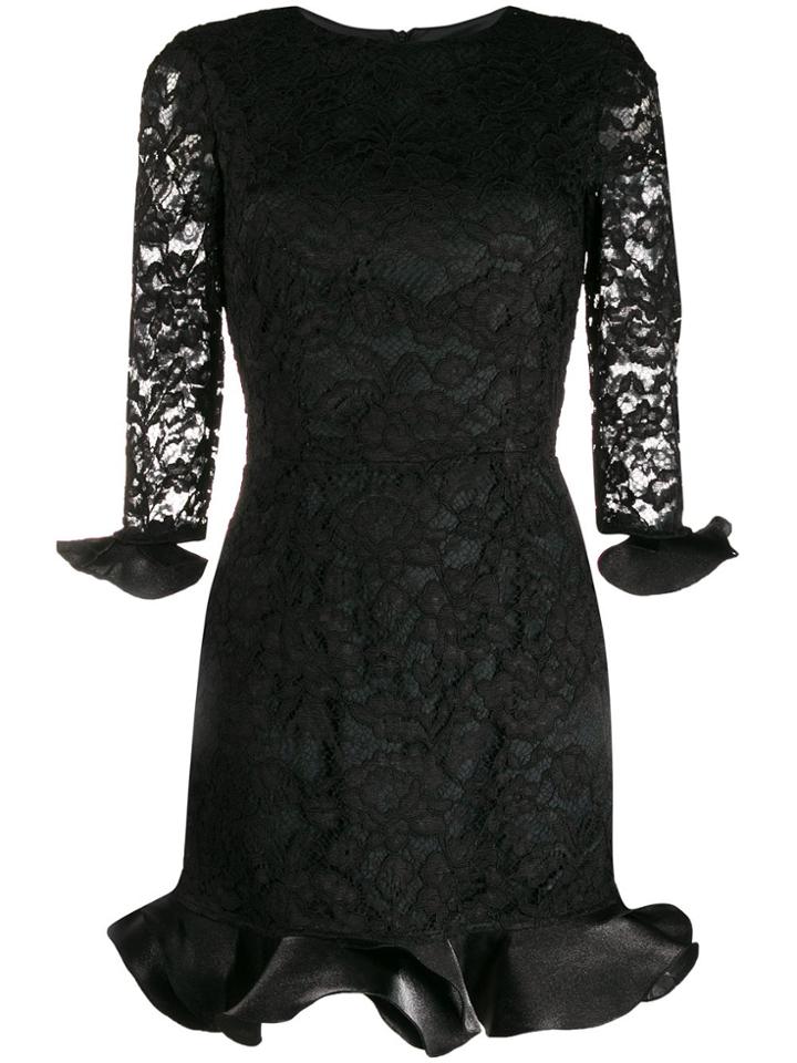 Elisabetta Franchi Lace Overlay Peplum Party Dress - Black