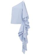 Rosie Assoulin One Shoulder Ruffle Sleeve Top