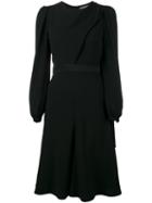 Alexander Mcqueen - Long Sleeve Flared Dress - Women - Silk/acetate/viscose - 48, Black, Silk/acetate/viscose
