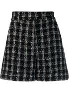 Msgm Tweed Check Shorts - Black