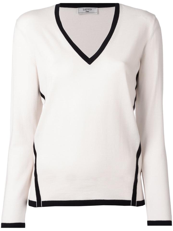 Lanvin Contrast Trim Jumper - Nude & Neutrals