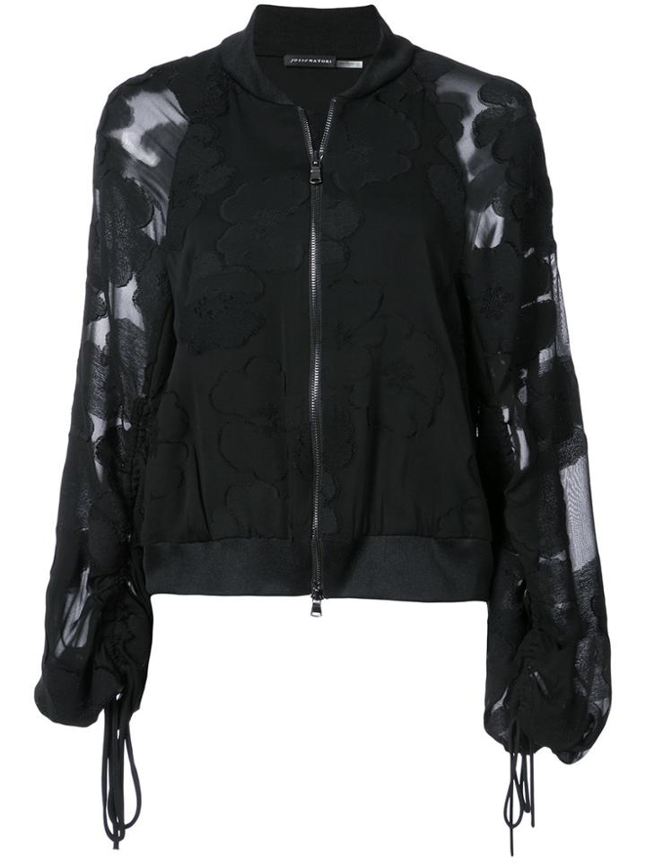 Natori Balloon Sleeve Bomber Jacket - Black