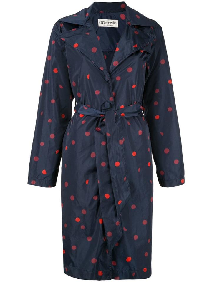 Être Cécile Polka Dot Trench Coat - Blue