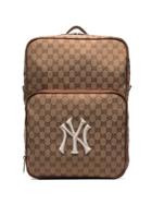 Gucci Brown Ny Yankees Patch Medium Canvas Backpack