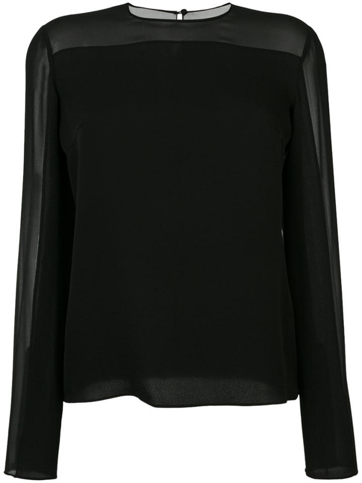 Tom Ford Double Georgette Long Sleeve Top - Black