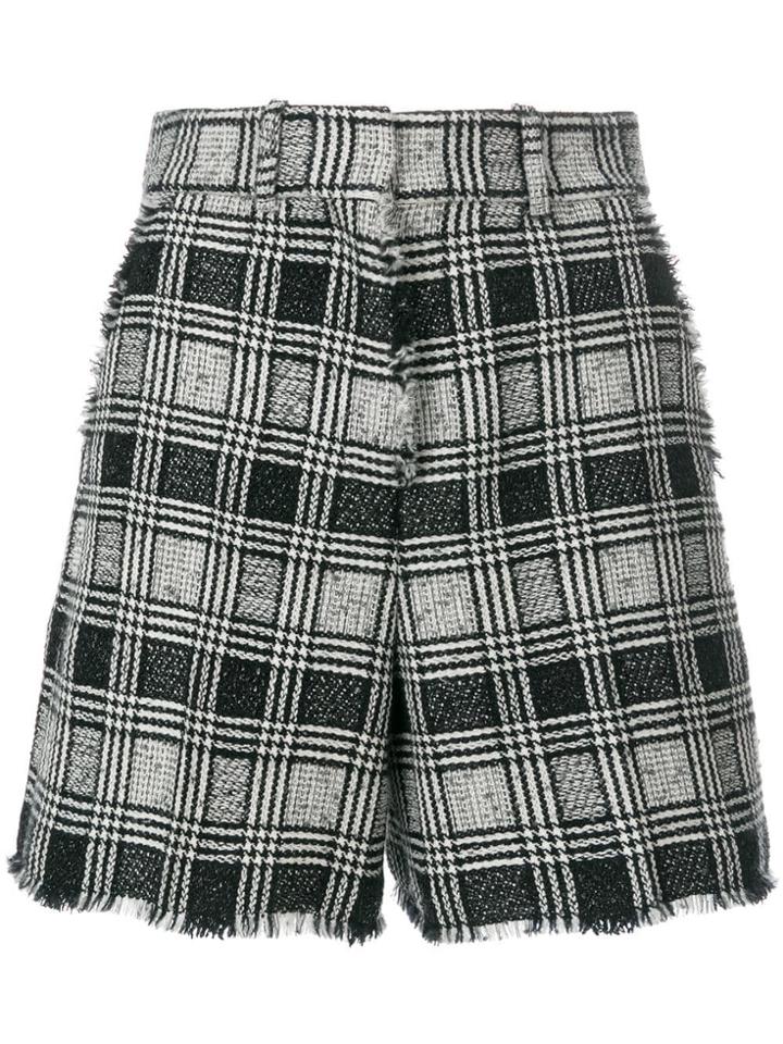 Thom Browne Prince Of Wales Tweed Sack Short - Black