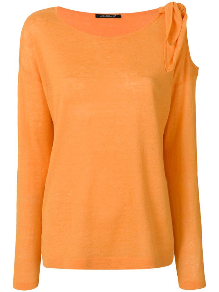 Luisa Cerano Knotted Shoulder Top - Yellow & Orange