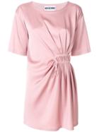 Moschino Gathered Asymmetric Mini Dress - Pink & Purple