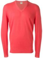 Massimo Alba V Neck Sweater, Men's, Size: Medium, Pink/purple, Cashmere