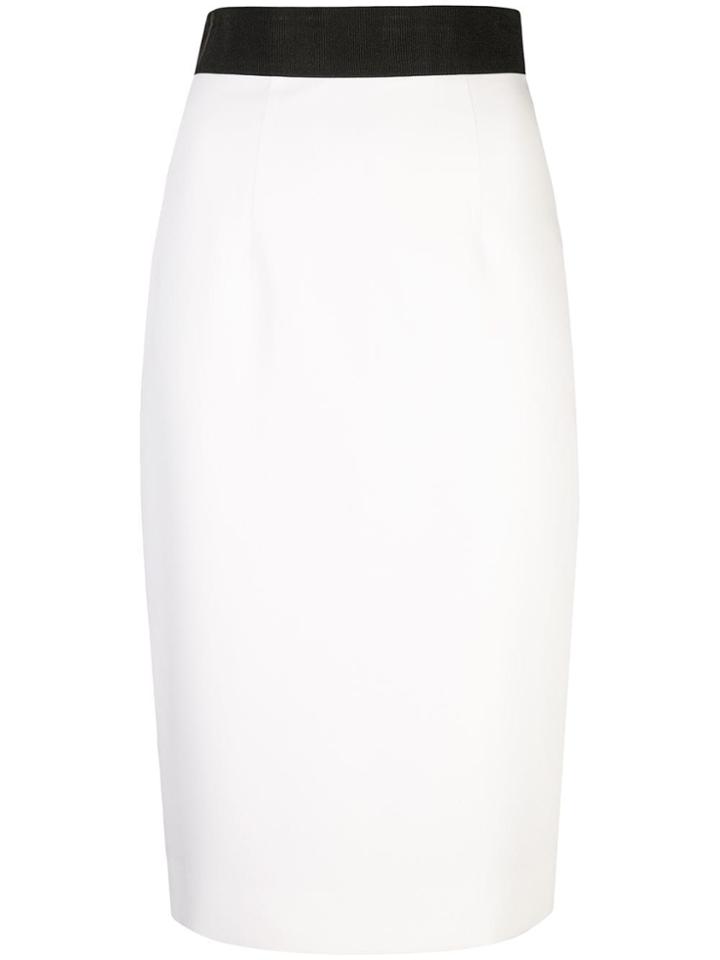 Milly Contrast Waist Pencil Skirt - White