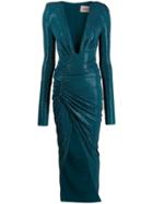 Alexandre Vauthier Long-sleeve Fitted Maxi Dress - Blue
