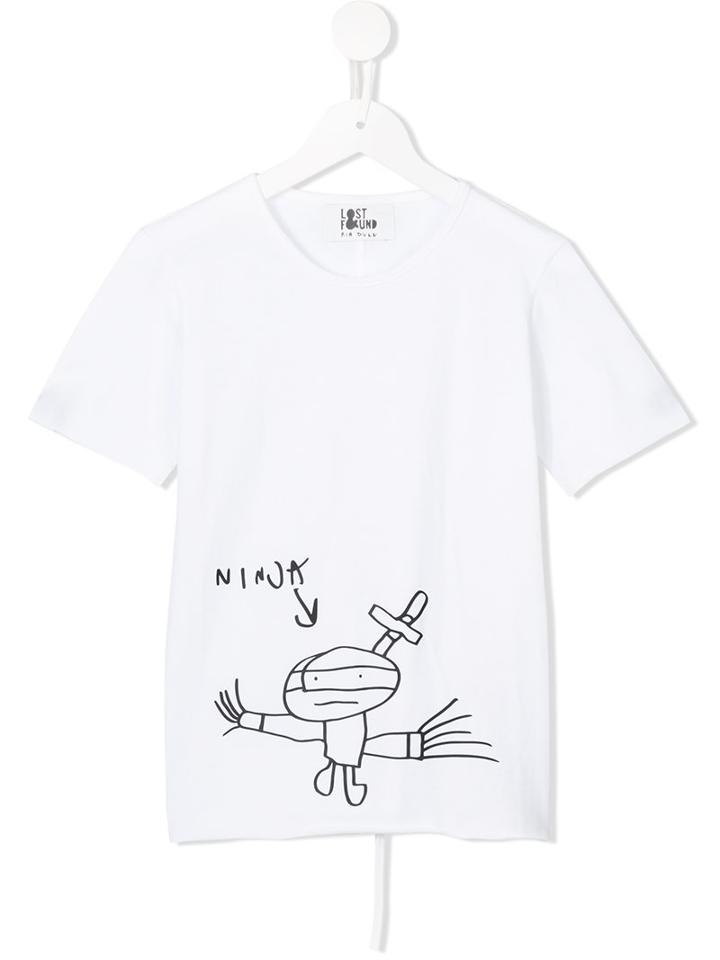 Lost And Found Kids Ninja Print T-shirt, Boy's, Size: 8 Yrs, White