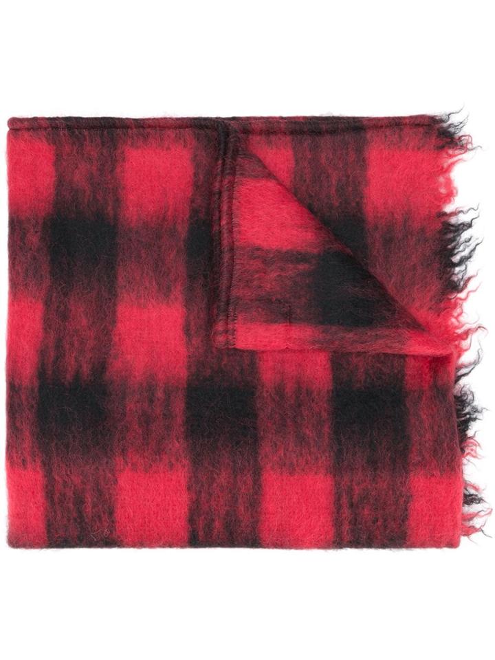 Mp Massimo Piombo Tartan Pattern Scarf - Red