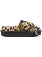 Antonio Marras Embroidered Leopard Print Platform Sandals -
