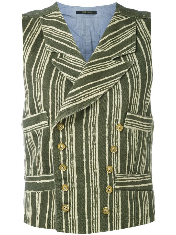Ermanno Gallamini - Striped Waistcoat - Women - Cotton - M, Green, Cotton